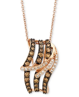 Le Vian Chocolate Diamond (5/8 ct. t.w.) & Vanilla Diamond (1/8 ct. t.w.) Abstract Swirl 18" Pendant Necklace in 14k Rose Gold