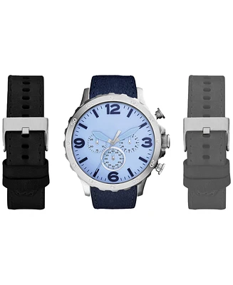 American Exchange Men's Chronograph Interchangeable Strap Watch 50mm Gift Set