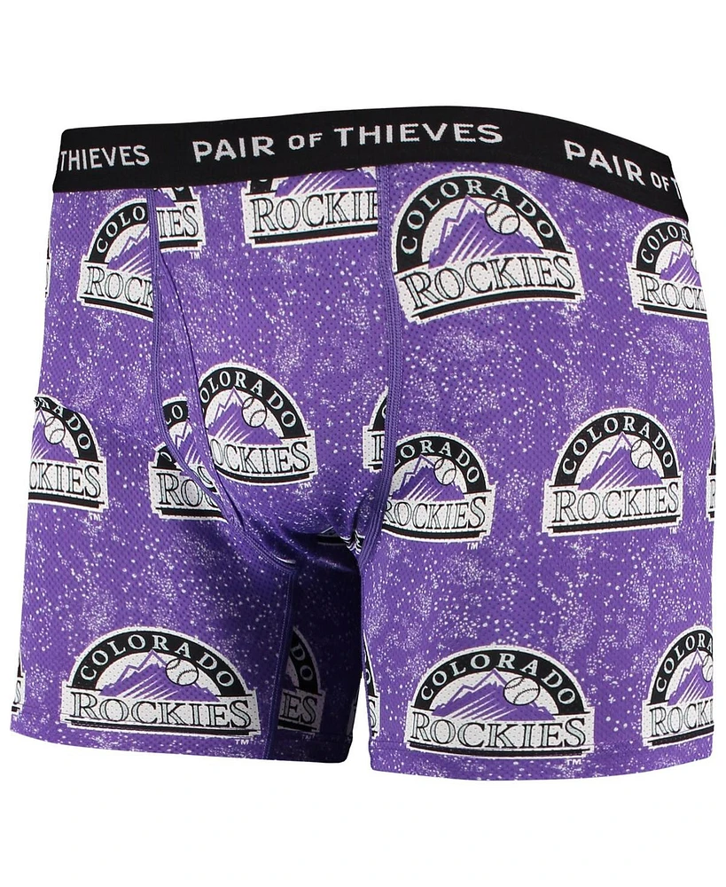 Men's Pair of Thieves Black and Purple Colorado Rockies Super Fit 2-Pack Boxer Briefs Set