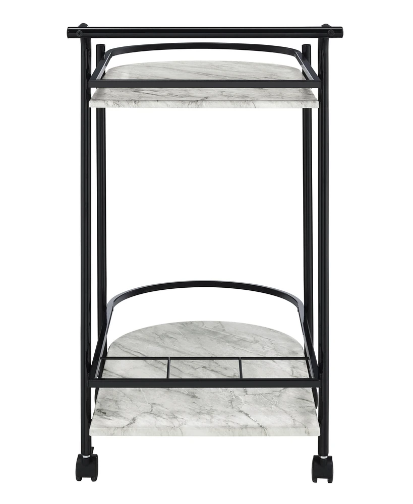 Coaster Home Furnishings Desiree 32" 3-Bottle Metal Rack Serving Cart with Casters