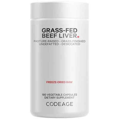 Codeage Grass Fed Beef Liver Supplement Superfood, Freeze Dried, Non-Defatted, Desiccated Beef Liver Glandulars Bovine Pills, Pasture Raised Beef Vita