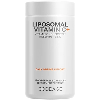 Codeage Liposomal Vitamin C 1500mg with Zinc, Elderberry, Citrus Bioflavonoids Grapefruit, Lemon, Orange Powder, Quercetin & Rose Hips Fruit Supplemen