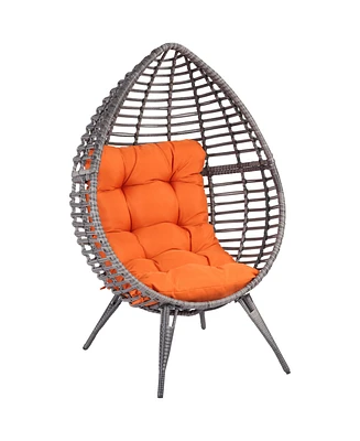 Outsunny Outdoor Indoor, Teardrop Egg Chair, Cushion, Plastic Rat,