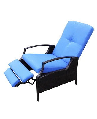 Outsunny Outdoor Recliner, Reclining Chair w/ Footrest & Cushions,