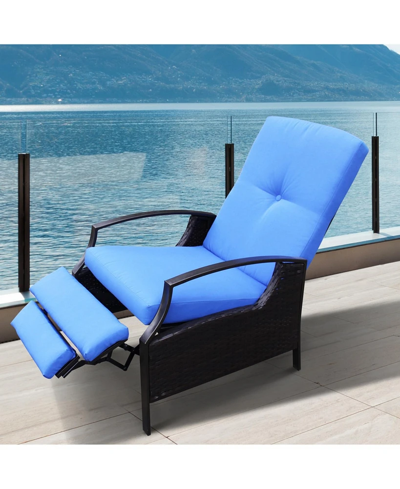 Outsunny Outdoor Recliner, Reclining Chair w/ Footrest & Cushions,
