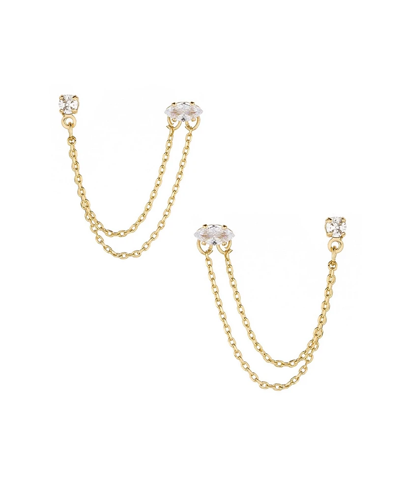 Ettika 18K Gold Plated Brass Double Pierced Earrings