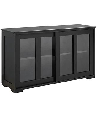 Homcom Kitchen Storage Cabinet with Shelf and Sliding Glass Door,
