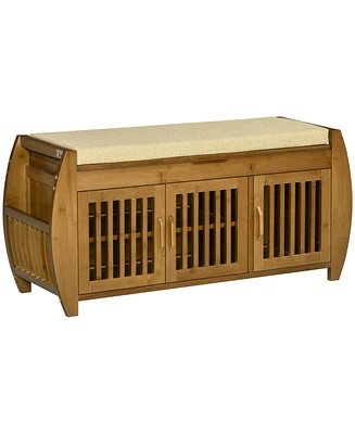 Homcom Upholste Entryway Shoe Bench with Storage Cabinets Side Rack,
