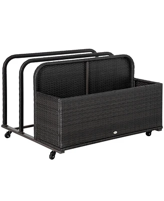 Outsunny Pool Storage Bin Rolling Cart, Rat Float Toy Organizer,