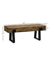 Homcom Garden Bench with Metal Legs, Rustic Wood Effect Concrete Dining Bench