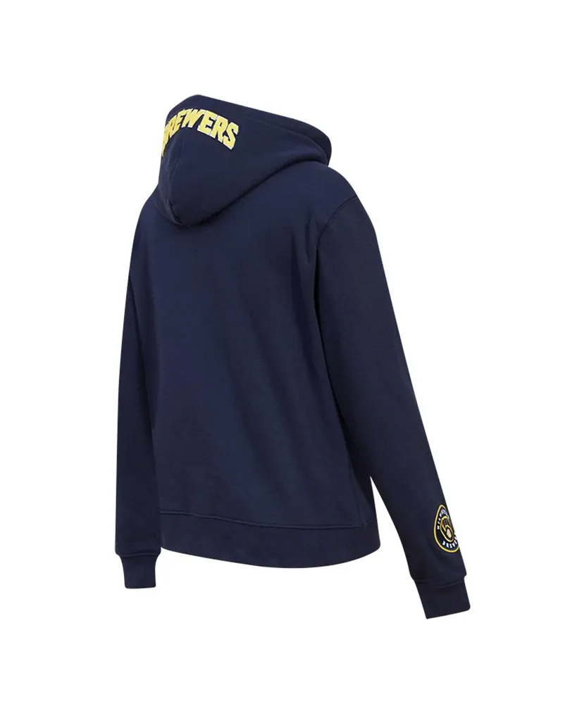 Women's Pro Standard Navy Milwaukee Brewers Classic Fleece Pullover Hoodie