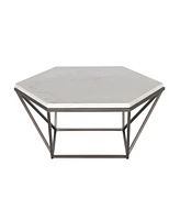 Steve Silver Corvus 36" Hexagonal Shape Marble Top Cocktail Table