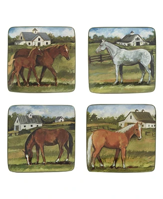 Certified International York Stables Set of 4 Canape Plates 6"