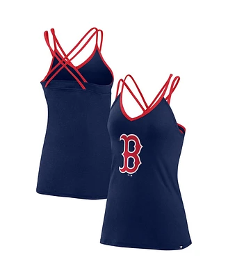 Women's Fanatics Navy Boston Red Sox Barrel It Up Cross Back V-Neck Tank Top