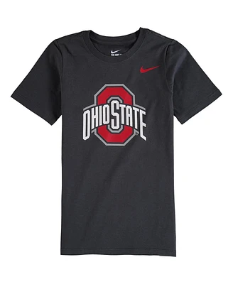 Big Boys and Girls Nike Anthracite Ohio State Buckeyes Cotton Logo T-shirt
