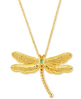 Le Vian Multi-Gemstone (1-7/8 ct. t.w.) & Diamond (1/3 ct. t.w.) Dragonfly Pendant Necklace in 14k Gold, 18" + 2" extender