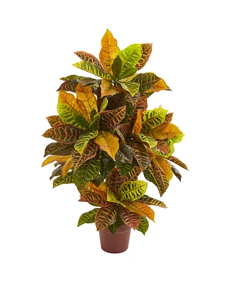 Nearly Natural 39" Croton Artificial Plant (Real Touch)