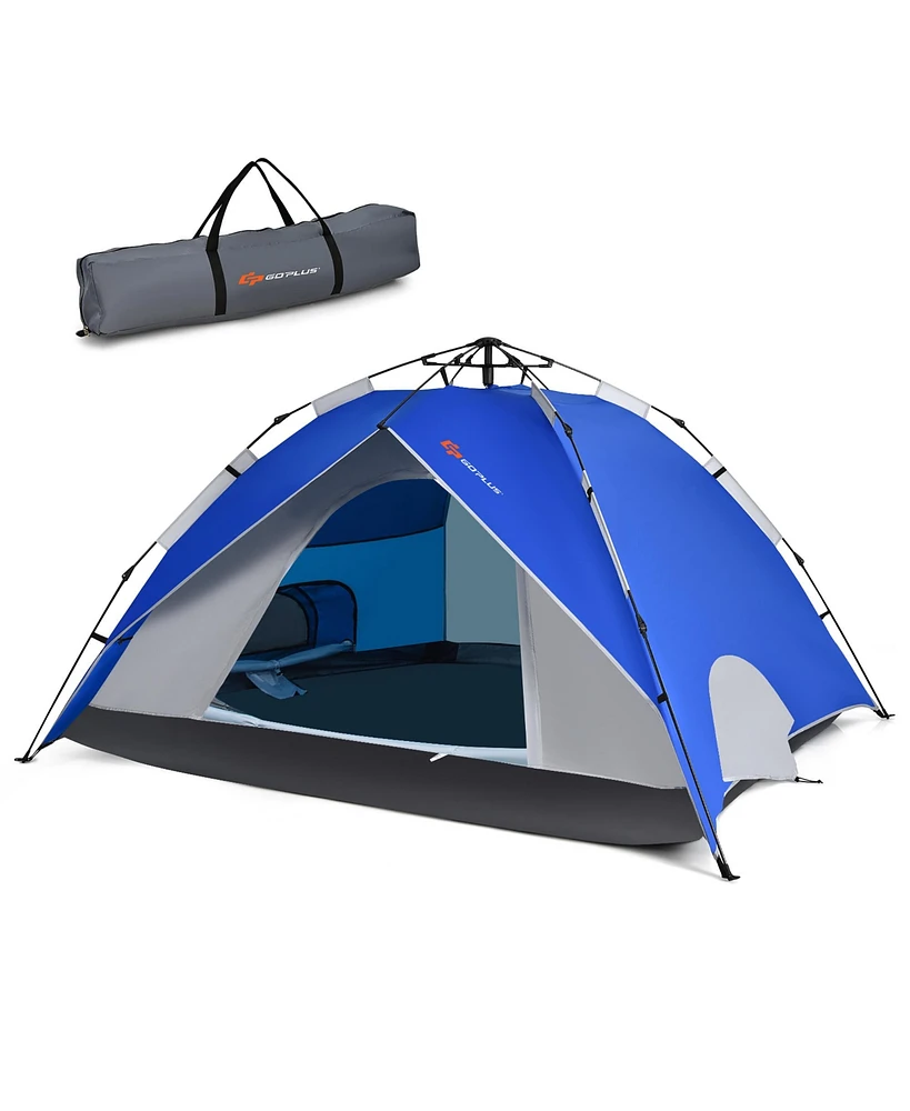 4 Person Instant Pop-up Camping Tent 2-in-1 Double-Layer Waterproof Tent