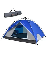 4 Person Instant Pop-up Camping Tent 2-in-1 Double-Layer Waterproof Tent