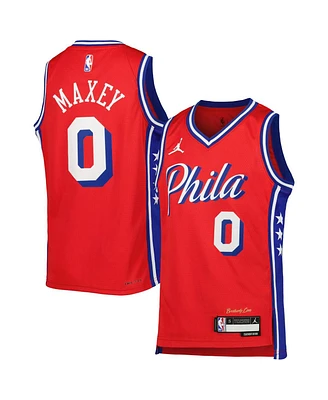 Big Boys and Girls Jordan Tyrese Maxey Red Philadelphia 76ers 2022/23 Swingman Jersey - Statement Edition