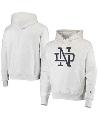 Men's Champion Heathered Gray Notre Dame Fighting Irish Team Vault Logo Reverse Weave Pullover Hoodie