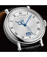 Alexander Men's Triumph Automatic Black Leather , Silver-Tone Dial , 49mm Round Watch