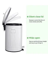 3.2 Gal./12-Liter and 0.8 Gal./3 Liter Old Time Style Round White Metal Step-on Trash Can Set