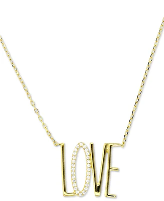 Cubic Zirconia Love Pendant Necklace, 16" + 2" extender