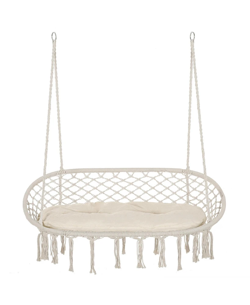 Outsunny Hanging Hammock Chair Macrame Seat for Patio Garden