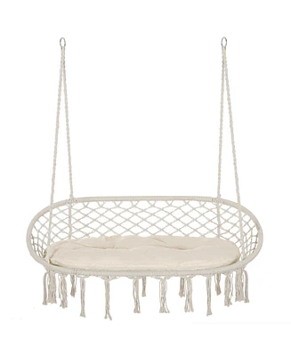 Outsunny Hanging Hammock Chair Macrame Seat for Patio Garden