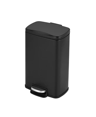 1.3 Gal./5 Liter Rectangular Matt Black Step-on Trash Can for Bathroom and Office
