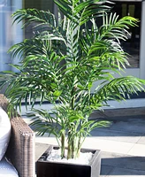Nearly Natural 4.5' Areca Palm Uv-Resistant Indoor/Outdoor Artificial Tree in Black-Washed Planter