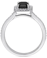 Black Diamond (1 ct. t.w.) & White (1/4 Emerald-Cut Engagement Ring 14k Gold