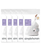 simplehuman Code Q 100pk Custom Fit Liners with 5 Quick Dispense Packs, 50-65L Kitchen Trash Bag Liners