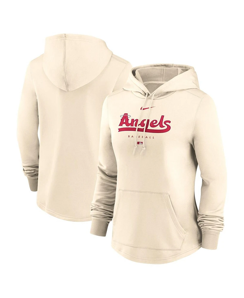 Women's Nike Cream Los Angeles Angels City Connect Pregame Performance Pullover Hoodie