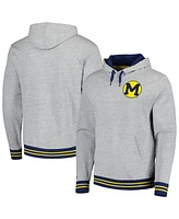 Men's Mitchell & Ness Heather Gray Michigan Wolverines Pullover Hoodie