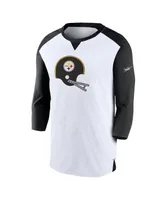 Men's Nike White, Black Pittsburgh Steelers Rewind 3/4-Sleeve T-shirt