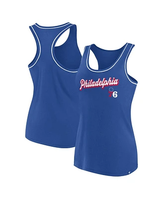 Women's Fanatics Royal Philadelphia 76ers Wordmark Logo Racerback Tank Top