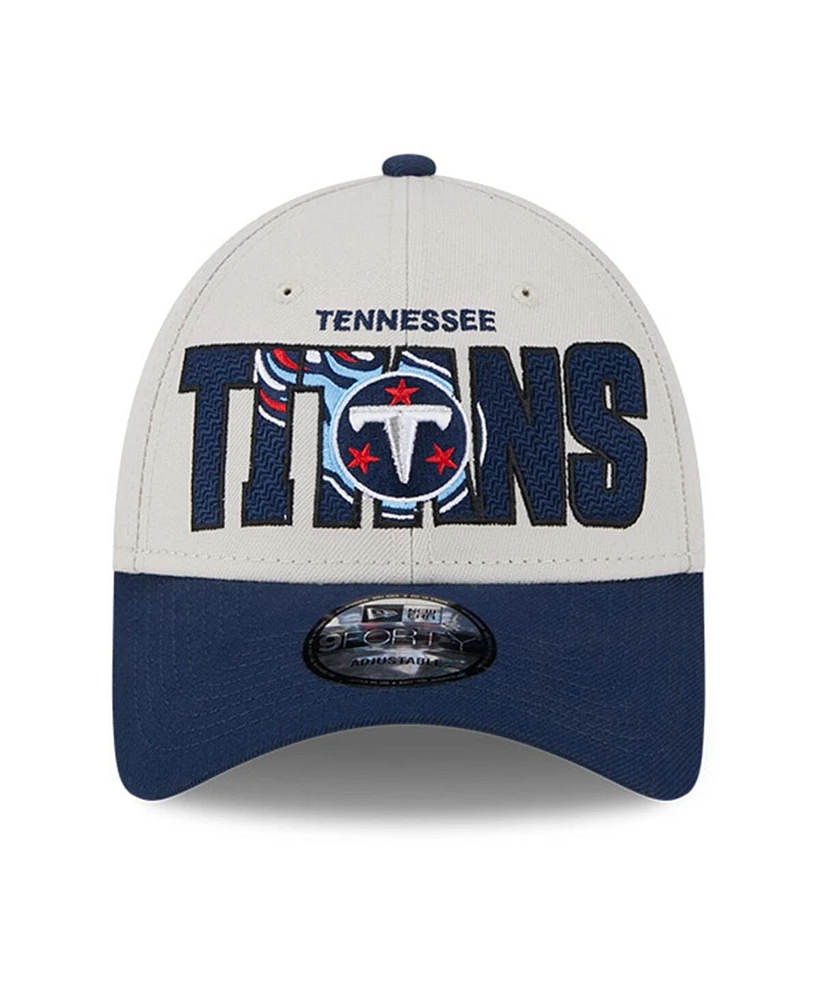 Men's New Era Stone, Navy Tennessee Titans 2023 Nfl Draft 9FORTY Adjustable Hat