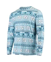 Men's Concepts Sport Carolina Blue North Tar Heels Ugly Sweater Knit Long Sleeve Top and Pant Set