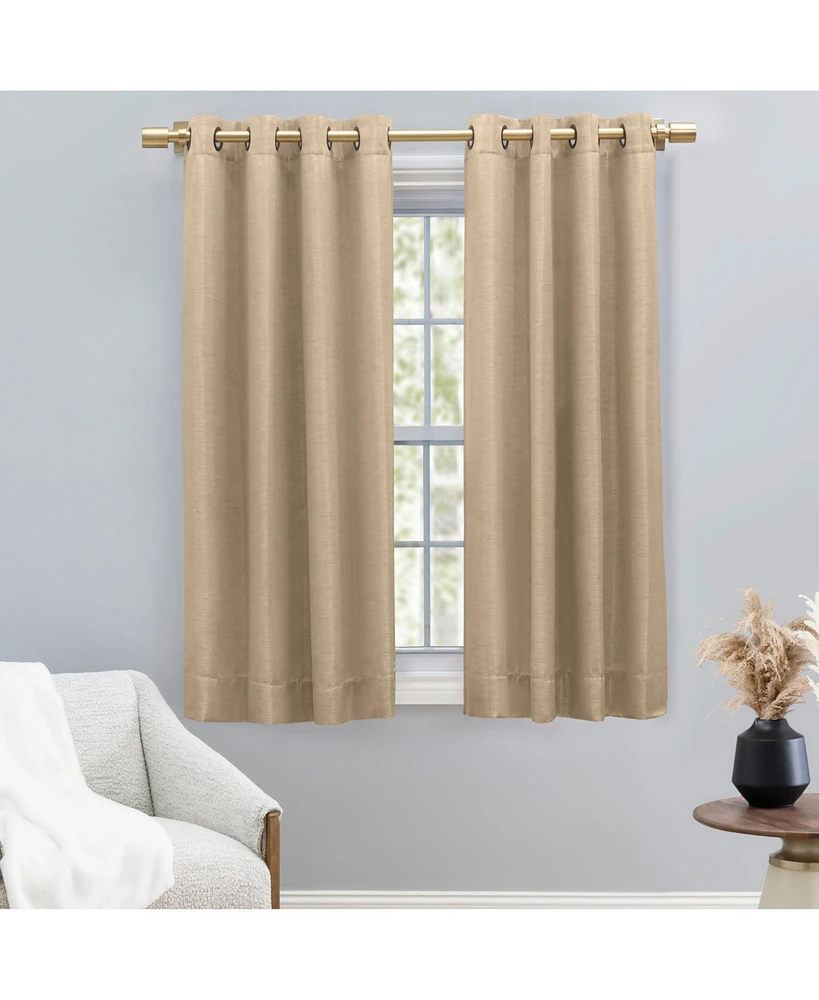 Ricardo Grasscloth Lined Grommet Curtain Panel w/Wand 54"W x 54"L