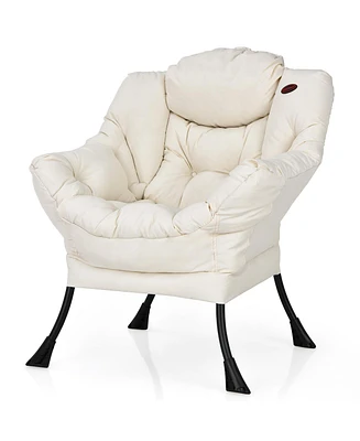 Modern Polyester Fabric Lazy Chair Single Sofa w/Side Pocket