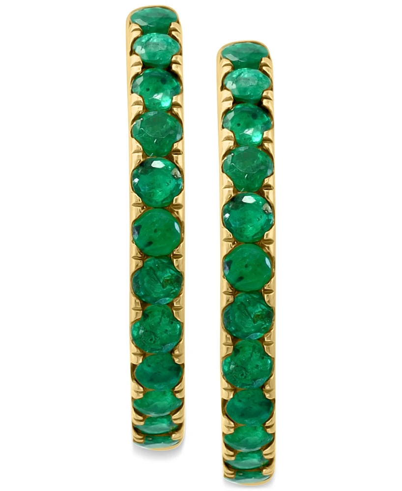 Effy Emerald Small Hoop Earrings (7/8 ct. t.w.) Gold-Plated Sterling Silver, 0.5" (Also available Sapphire and Ruby)