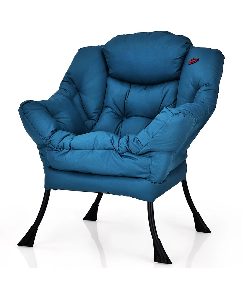 Modern Polyester Fabric Lazy Chair Single Sofa w/Side Pocket