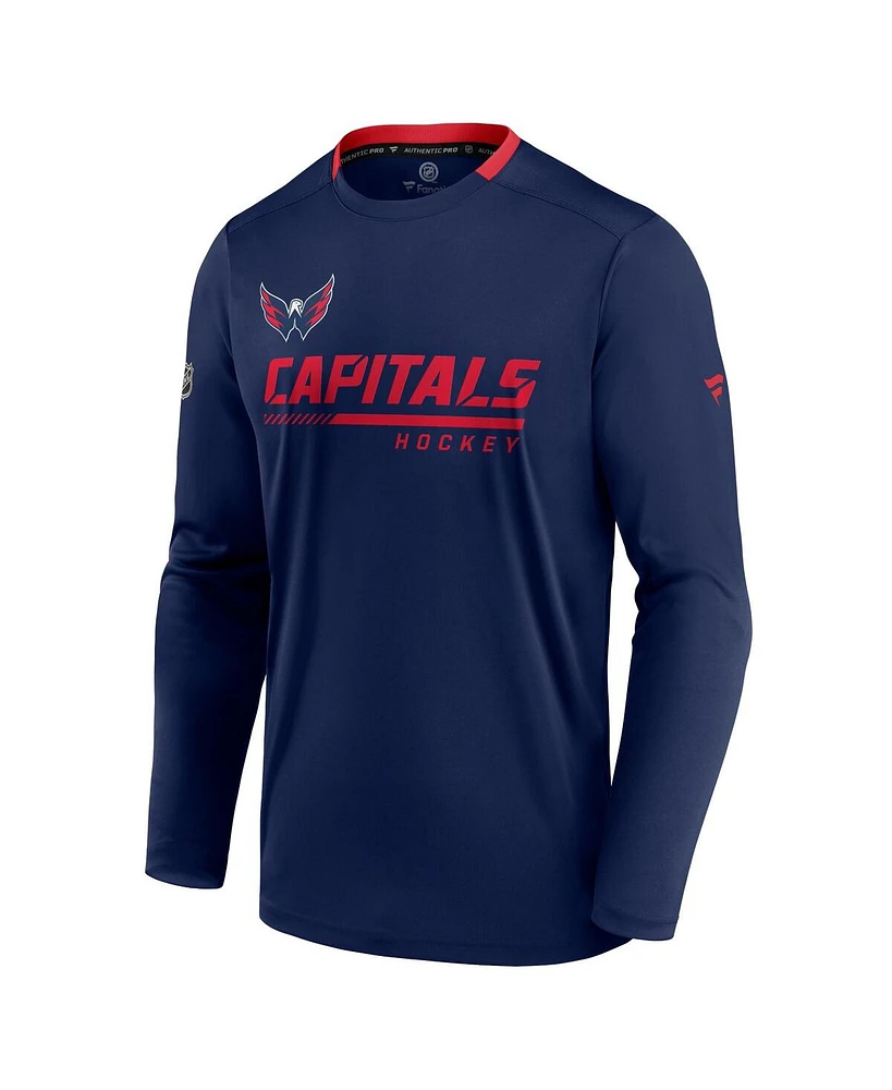 Men's Fanatics Navy Washington Capitals Authentic Pro Locker Room Long Sleeve T-shirt