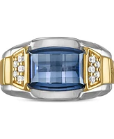 Bulova Men's Classic Lab Created Sapphire & Diamond (1/4 ct. t.w.) Ring in 14k Gold-Plated Sterling Silver