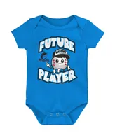 Newborn and Infant Boys and Girls Blue, Black, White Miami Marlins Minor League Player Three-Pack Bodysuit Set