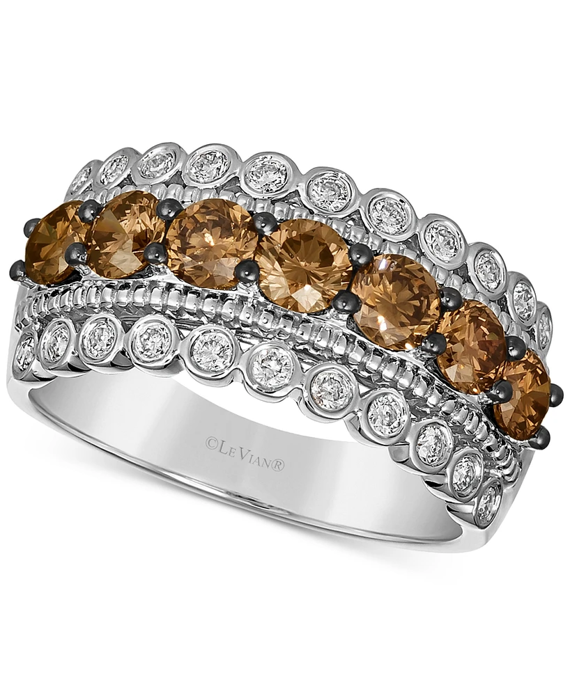 Le Vian Chocolate Diamond (1-1/4 ct. t.w.) & Nude (1/3 Multirow Ring 14k Gold (Also Available Rose or White Gold)
