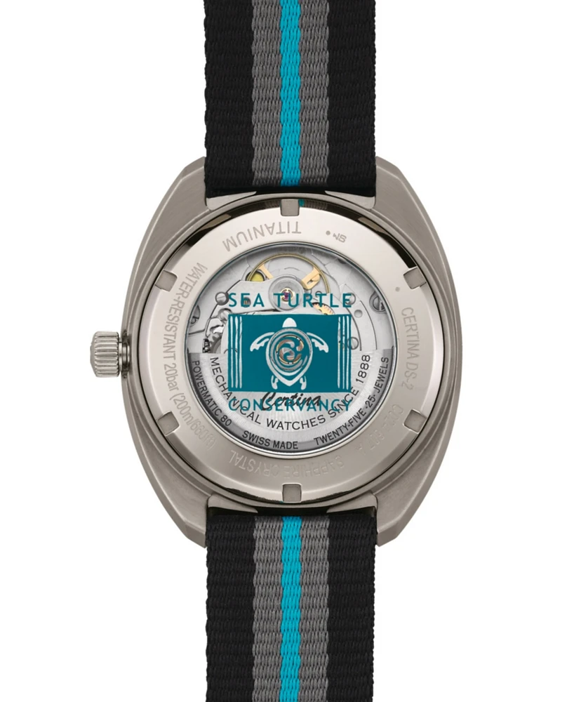 Certina Men's Swiss Automatic Ds-2 Striped Synthetic Strap Watch 41mm