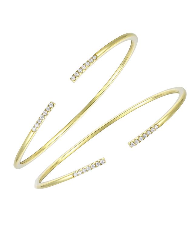 Rachel Glauber 14K Gold Plated Round Cubic Zirconia Cuff Bracelet
